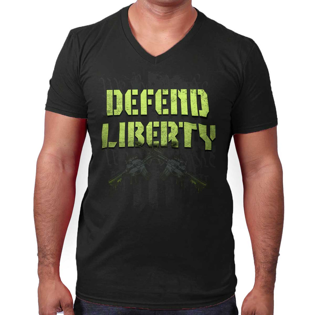 Black|Defend Liberty V-Neck T-Shirt|Tactical Tees