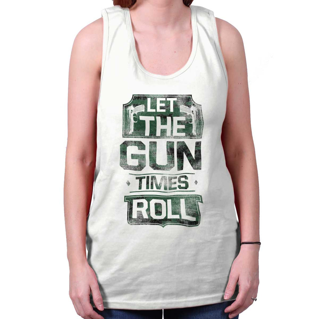 White|Let The Gun Times Roll Tank Top|Tactical Tees