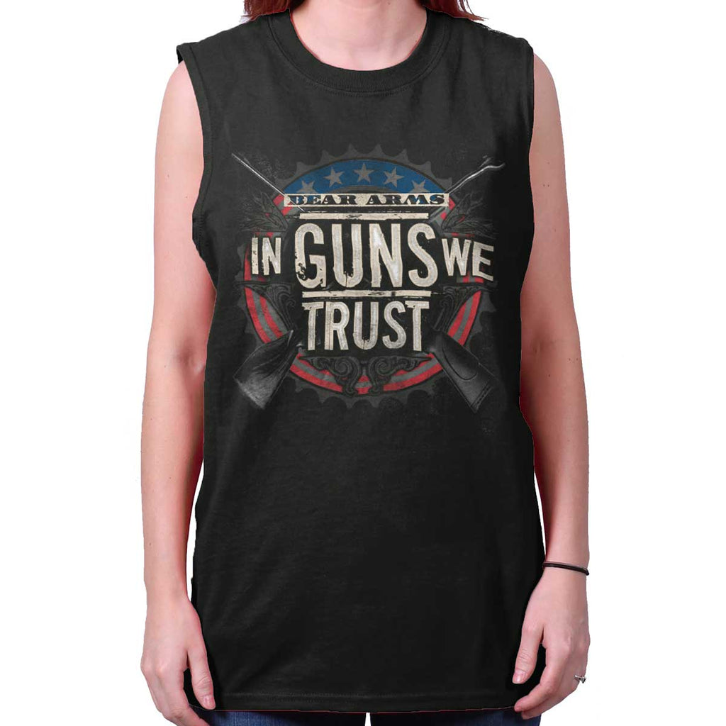 Black|In Guns We Trust Sleeveless T-Shirt|Tactical Tees