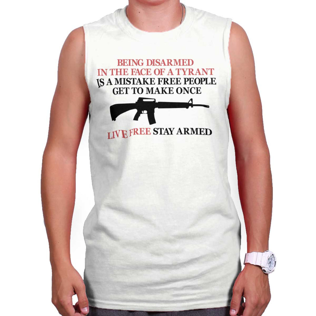 White|Live Free Stay Armed Sleeveless T-Shirt|Tactical Tees