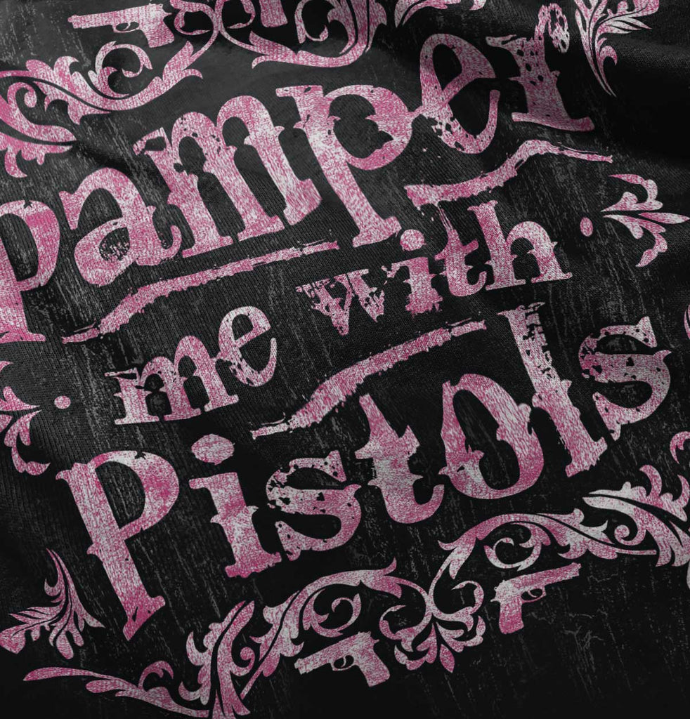 Black|Pamper Me With Pistols Junior Fit V-Neck T-Shirt|Tactical Tees