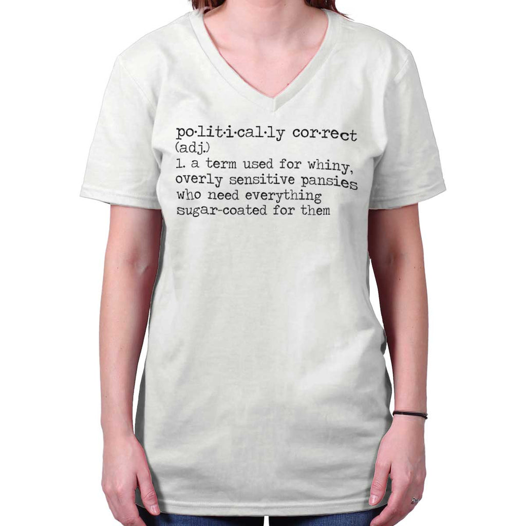 White|Politically Correct V-Neck T-Shirt|Tactical Tees