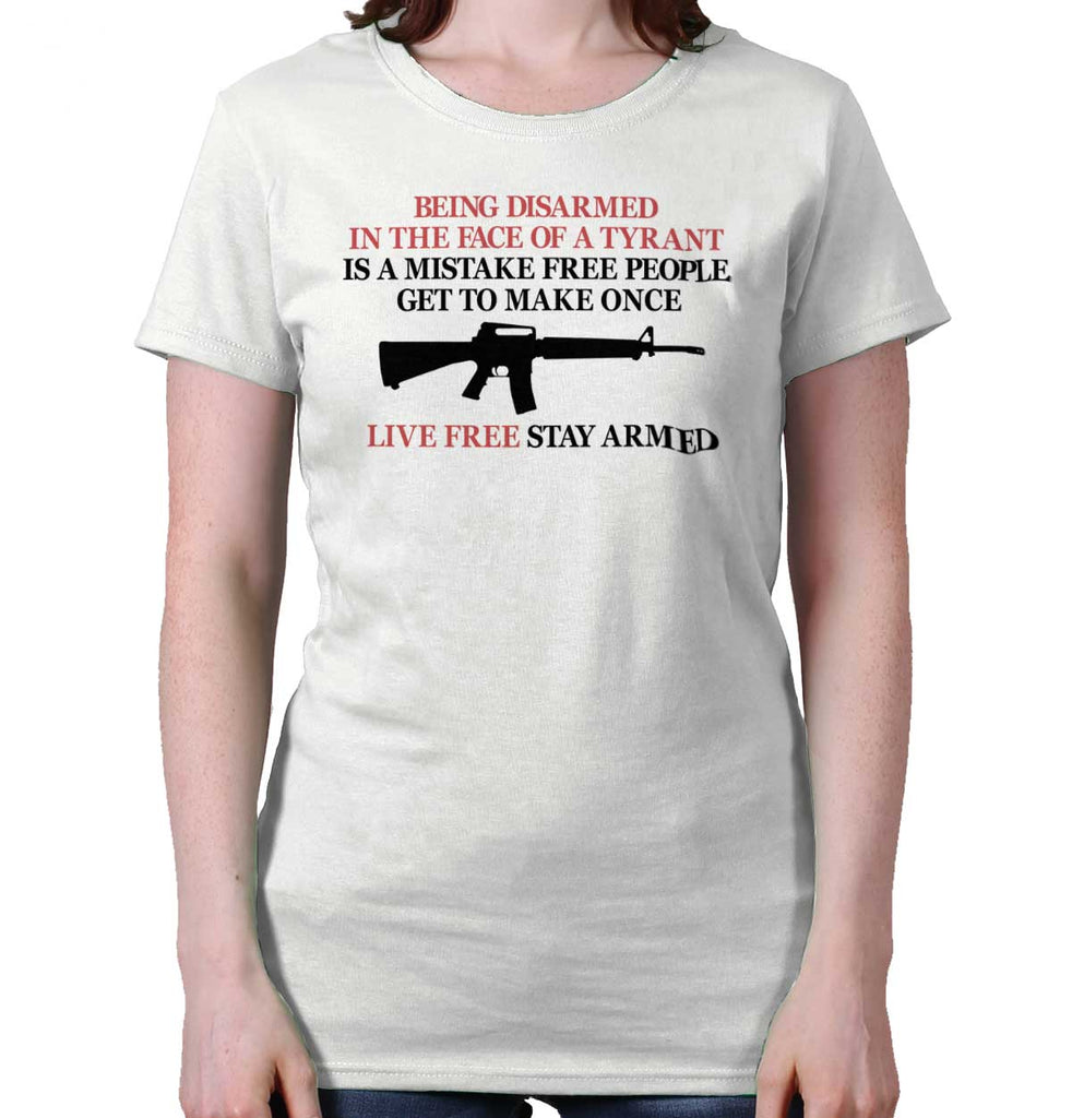White|Live Free Stay Armed Ladies T-Shirt|Tactical Tees
