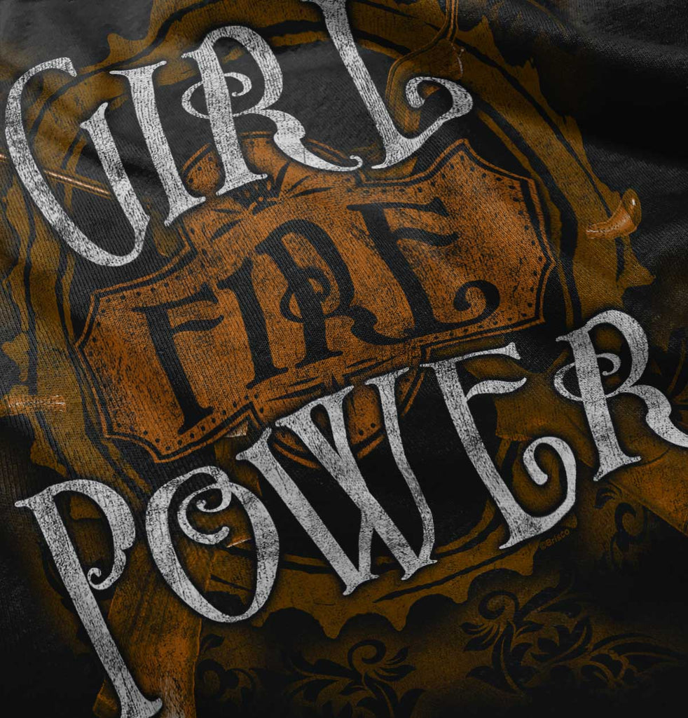 Black|Girl Fire Power Junior Fit V-Neck T-Shirt|Tactical Tees