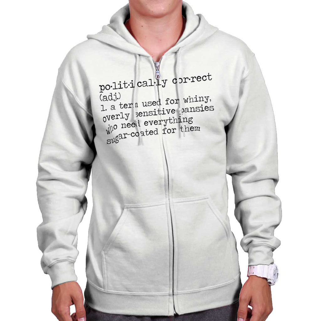 White|Politically Correct Zip Hoodie|Tactical Tees