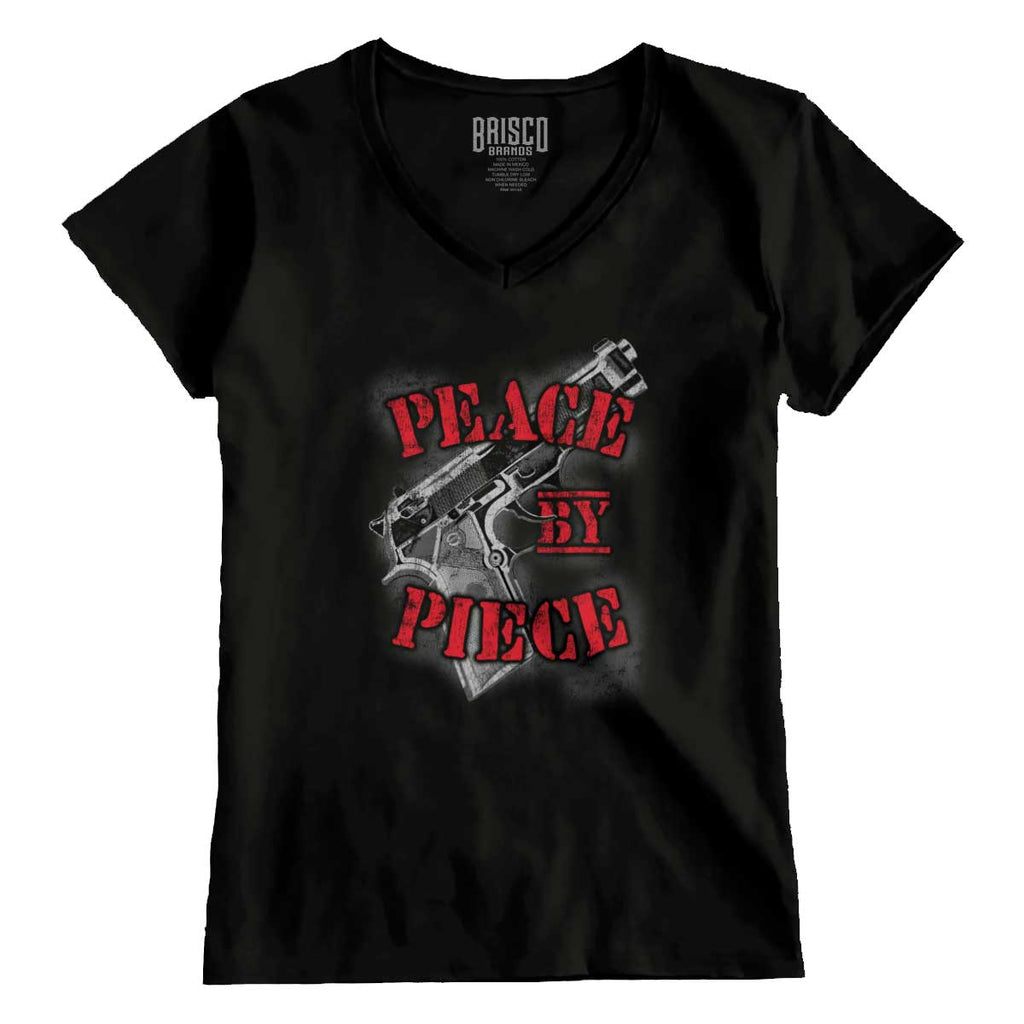 Black1|Peace by Piece Junior Fit V-Neck T-Shirt|Tactical Tees
