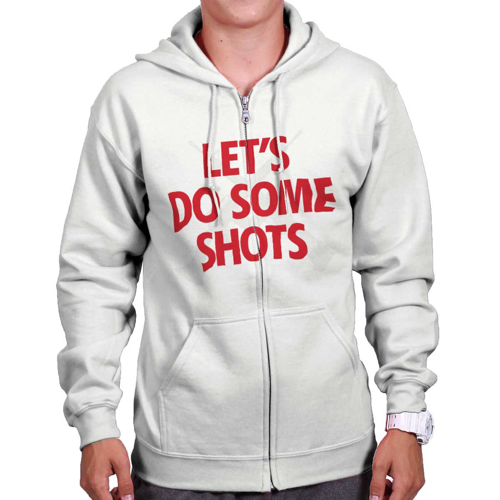 White|Lets Do Shots Zip Hoodie|Tactical Tees