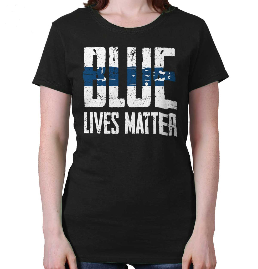 Black|Blue Lives Matter Line Ladies T-Shirt|Tactical Tees