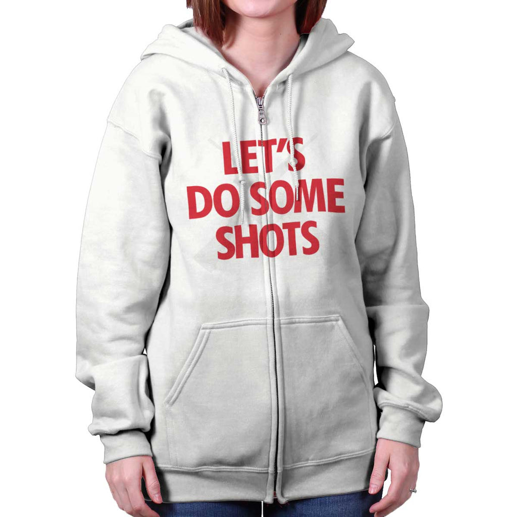 White|Lets Do Shots Zip Hoodie|Tactical Tees