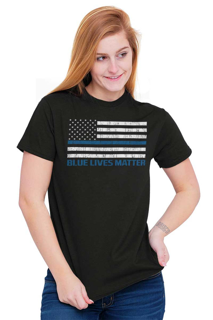 Female_Black1|Blue Lives Matter Flag T-Shirt|Tactical Tees
