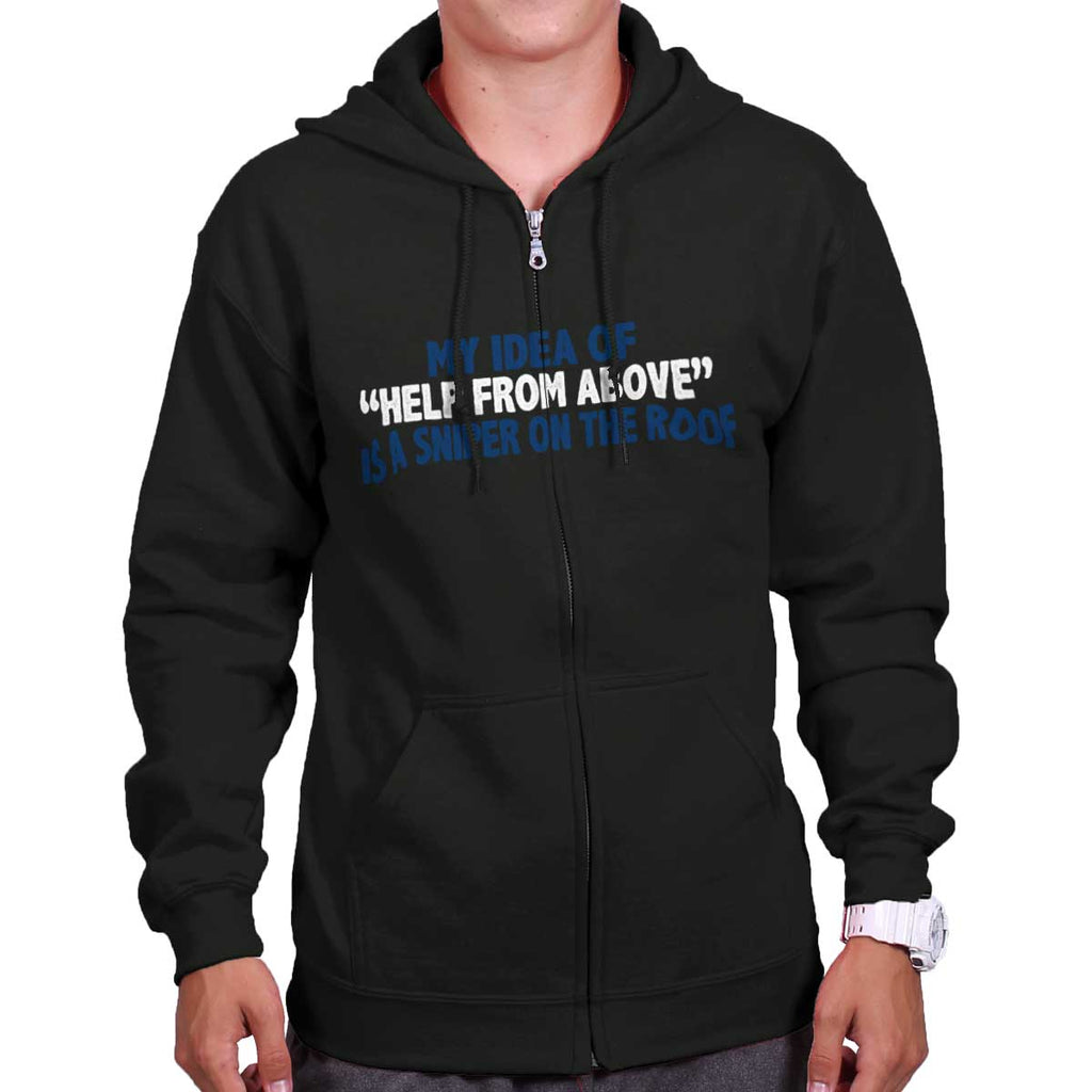 Black|Help From Above Zip Hoodie|Tactical Tees