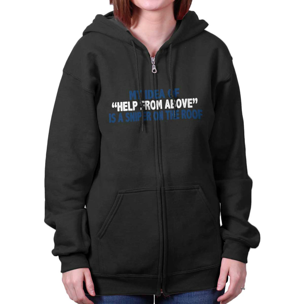 Black|Help From Above Zip Hoodie|Tactical Tees