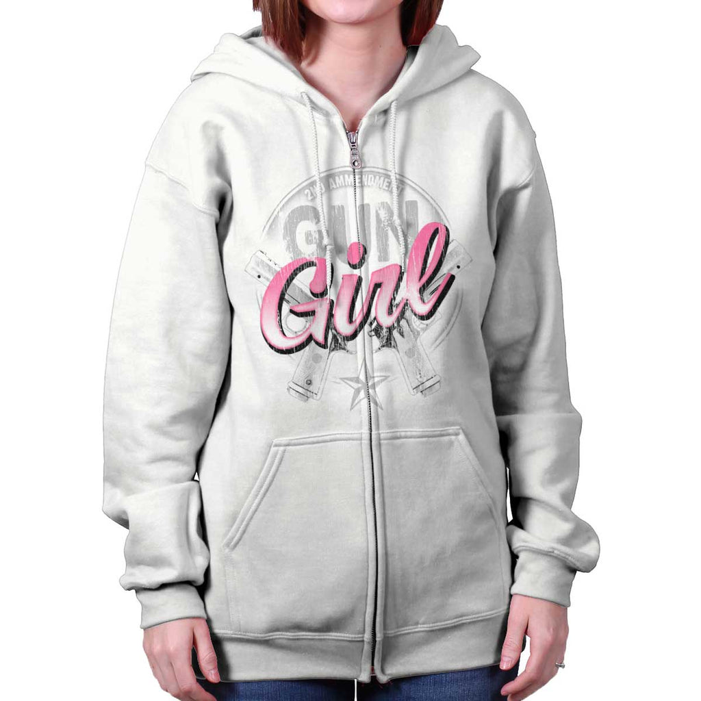 White|Gun Girl Zip Hoodie|Tactical Tees