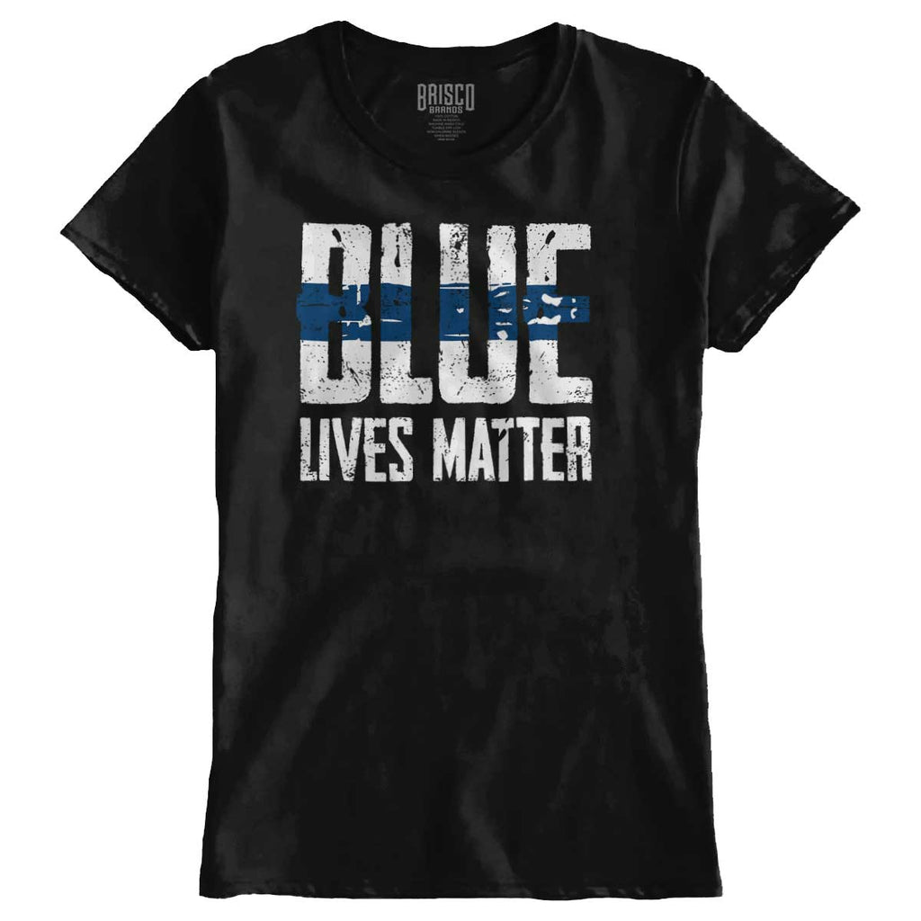 Black1|Blue Lives Matter Line Ladies T-Shirt|Tactical Tees