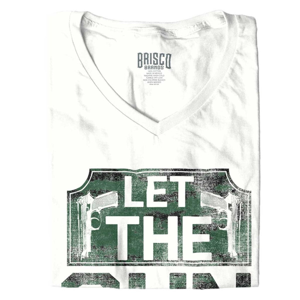 White|Let The Gun Times Roll Junior Fit V-Neck T-Shirt|Tactical Tees