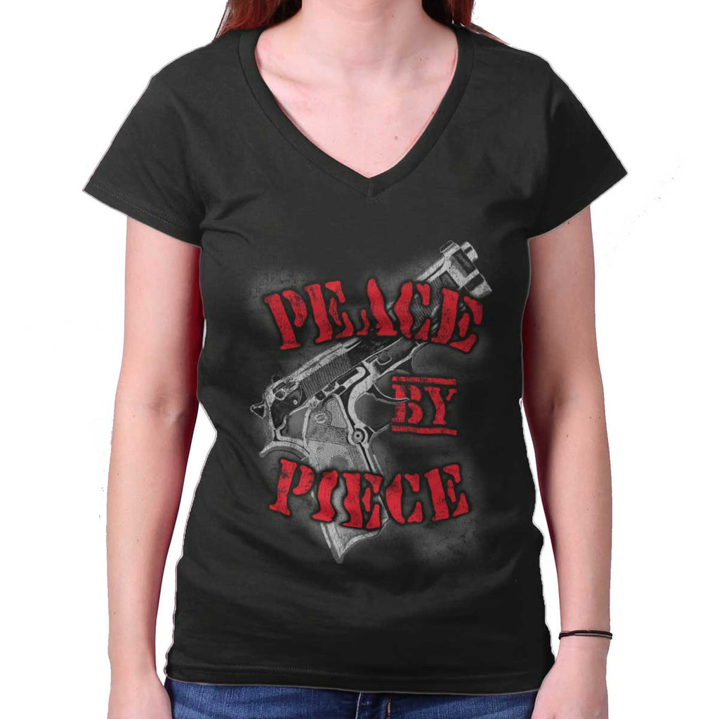 Black|Peace by Piece Junior Fit V-Neck T-Shirt|Tactical Tees