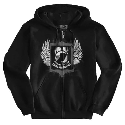 Black|POW MIA You Are Not Forgotten Zip Hoodie|Tactical Tees