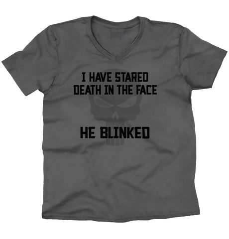 Charcoal|He Blinked V-Neck T-Shirt|Tactical Tees
