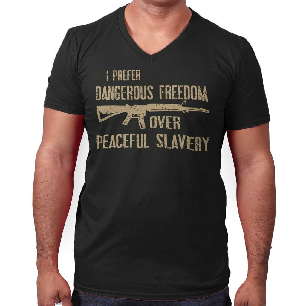 Black|Peaceful Slavery V-Neck T-Shirt|Tactical Tees