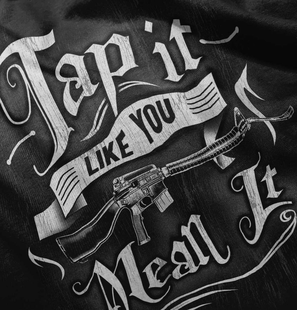 Black|Tap It Like You Mean It Junior Fit V-Neck T-Shirt|Tactical Tees