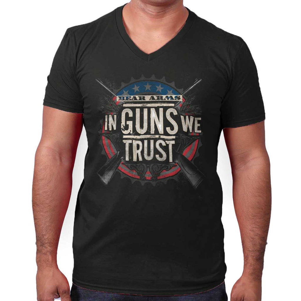 Black|In Guns We Trust V-Neck T-Shirt|Tactical Tees