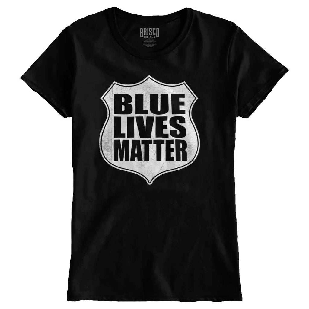 Black1|Blue Lives Matter Shield Ladies T-Shirt|Tactical Tees