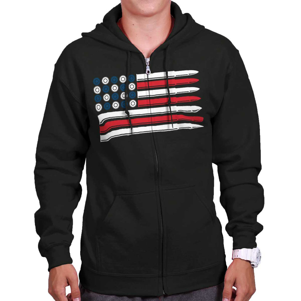 Black|Bullet Flag Zip Hoodie|Tactical Tees