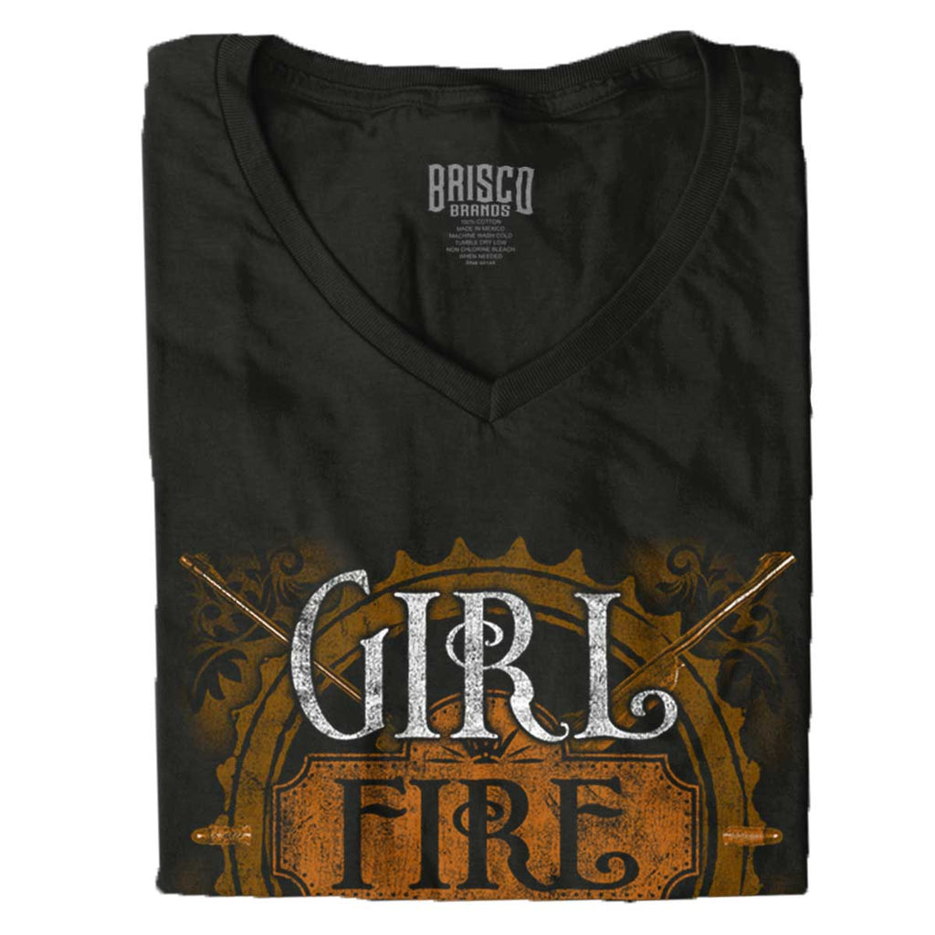 Black|Girl Fire Power Junior Fit V-Neck T-Shirt|Tactical Tees