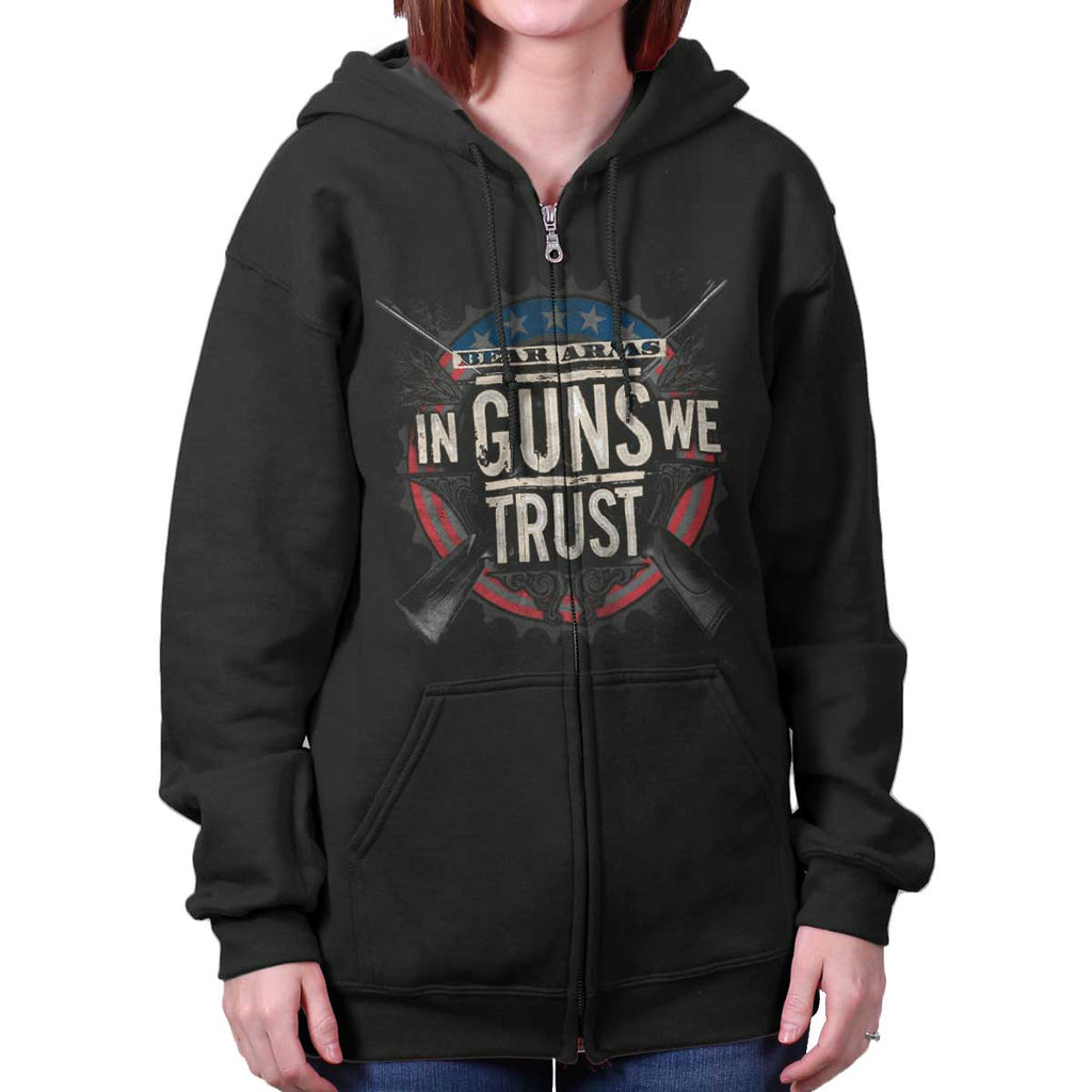 Black|In Guns We Trust Zip Hoodie|Tactical Tees