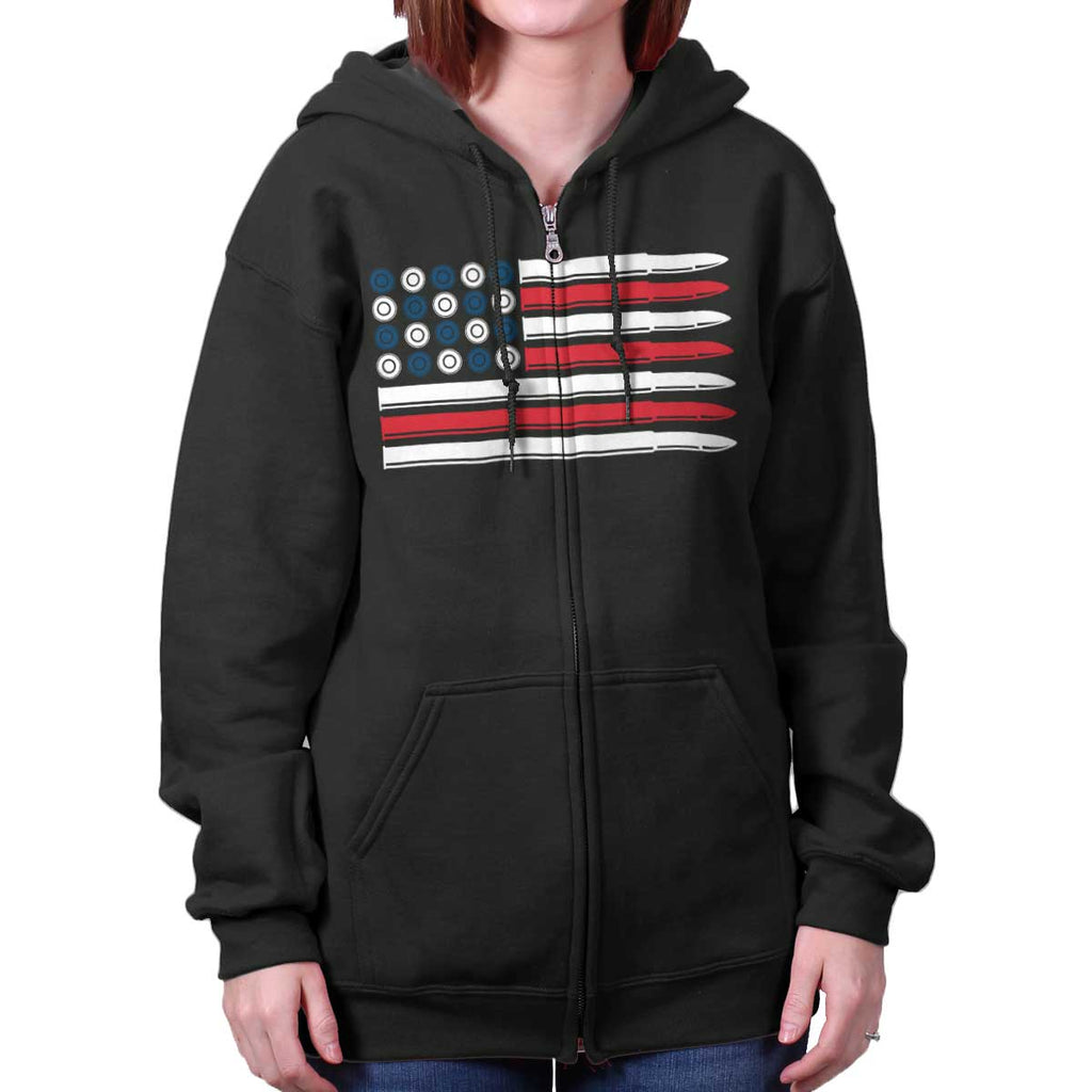 Black|Bullet Flag Zip Hoodie|Tactical Tees