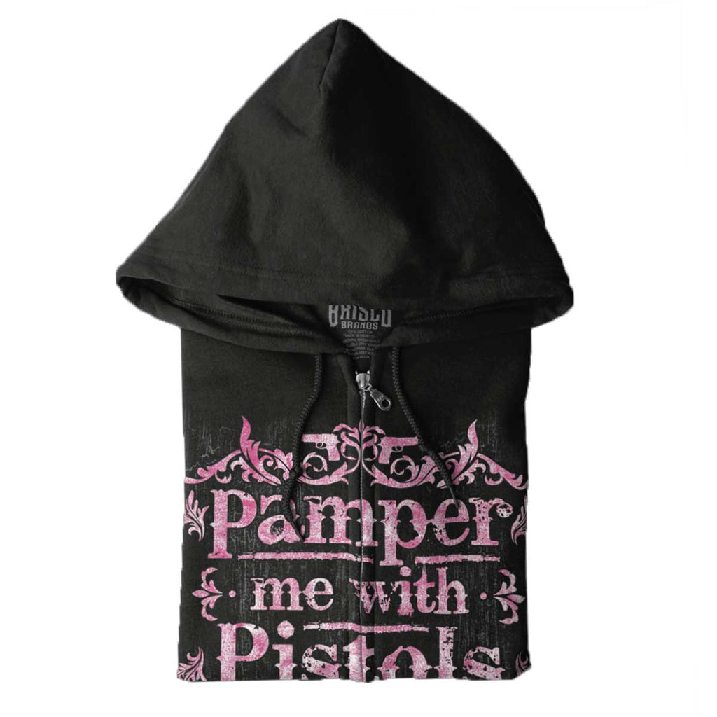 Black|Pamper Me With Pistols Zip Hoodie|Tactical Tees