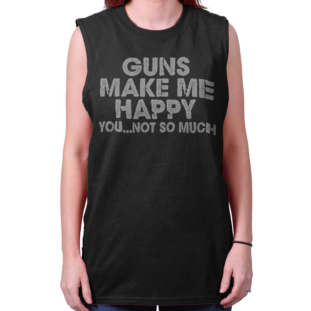 Black|Guns Make Me Happy Sleeveless T-Shirt|Tactical Tees