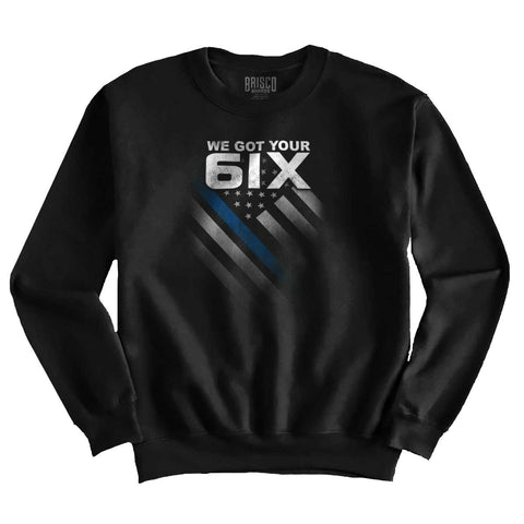Black|Blue Lives Matter 6 Crewneck Sweatshirt|Tactical Tees