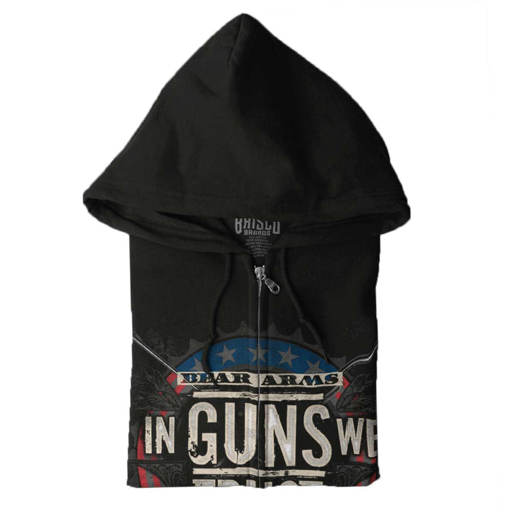 Black|In Guns We Trust Zip Hoodie|Tactical Tees