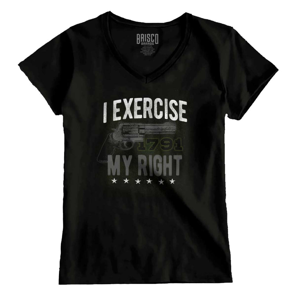 Black1|I exercise My Right Junior Fit V-Neck T-Shirt|Tactical Tees