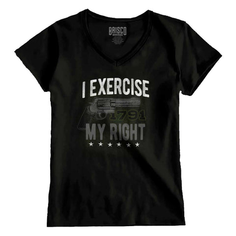 Black|I exercise My Right Junior Fit V-Neck T-Shirt|Tactical Tees
