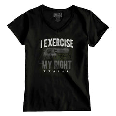 Black1|I exercise My Right Junior Fit V-Neck T-Shirt|Tactical Tees