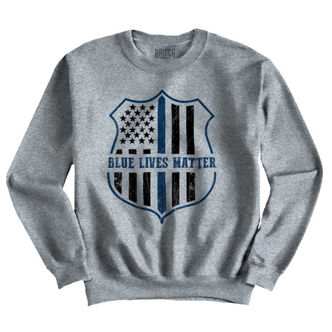 SportGrey|Blue Lives Matter Flag Crewneck Sweatshirt|Tactical Tees
