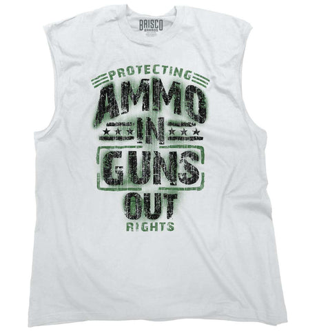 White|Ammo In Guns Out Protecting Rights Sleeveless T-Shirt|Tactical Tees