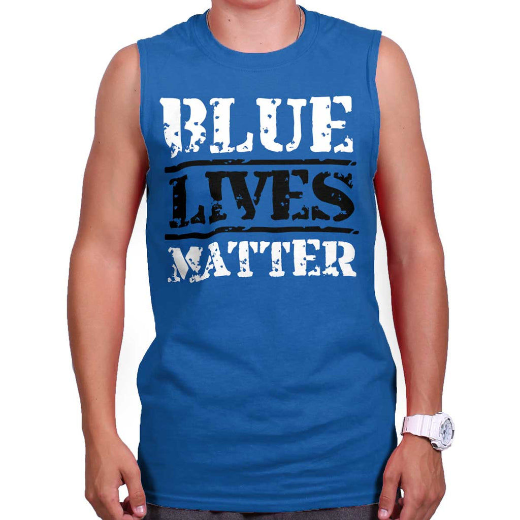 Royal|Blue Lives Matter Bold Sleeveless T-Shirt|Tactical Tees