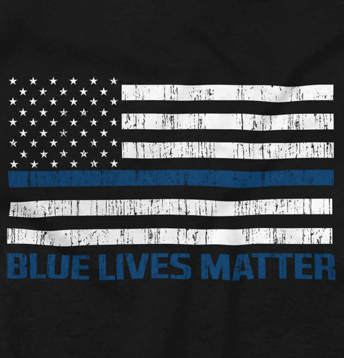 Black2|Blue Lives Matter Flag Junior Fit V-Neck T-Shirt|Tactical Tees