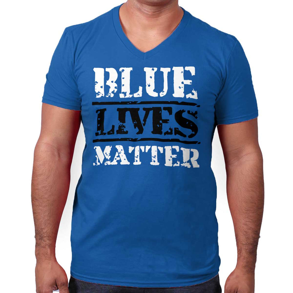 Royal|Blue Lives Matter Bold V-Neck T-Shirt|Tactical Tees