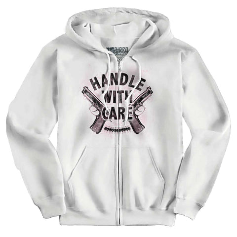 White|Handle With Care Zip Hoodie|Tactical Tees