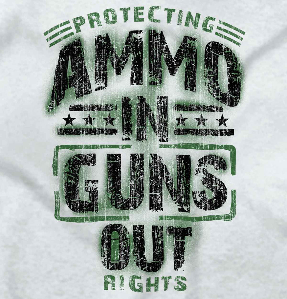 White2|Ammo In Guns Out Protecting Rights Junior Fit V-Neck T-Shirt|Tactical Tees
