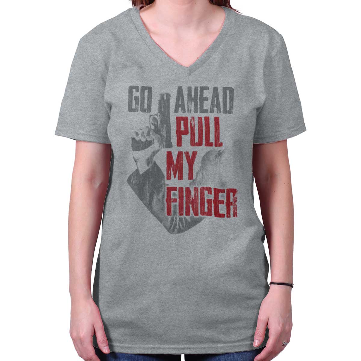SportGrey|Go Ahead Pull My Finger V-Neck T-Shirt|Tactical Tees
