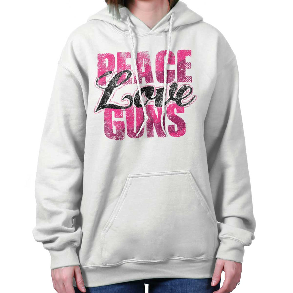 White|Peace Love Guns Hoodie|Tactical Tees