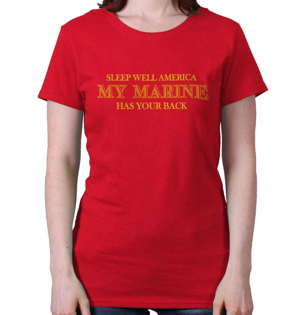 Red|This Marine Has Your Back Ladies T-Shirt|Tactical Tees