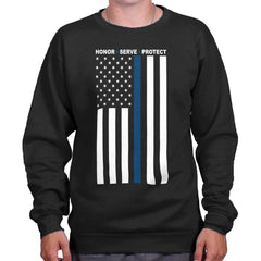 Black|Blue Lives Matter Vertical Crewneck Sweatshirt|Tactical Tees