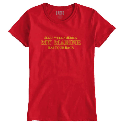 Red|This Marine Has Your Back Ladies T-Shirt|Tactical Tees