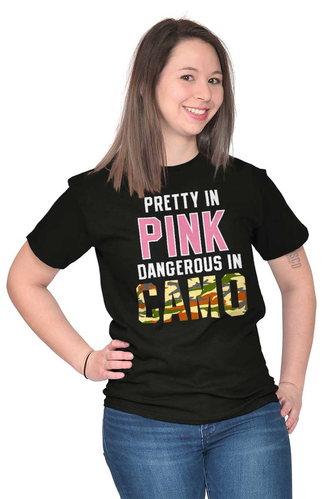 Female_Black2|Pretty in Pink Dangerous in Camo T-Shirt|Tactical Tees